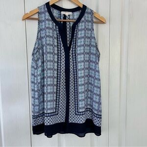 Kenar blue print sleeveless blouse. Size Large